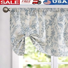 Farmhouse Tie Up Valance Kitchen Window Curtain Light Filtering Linen Drapes New