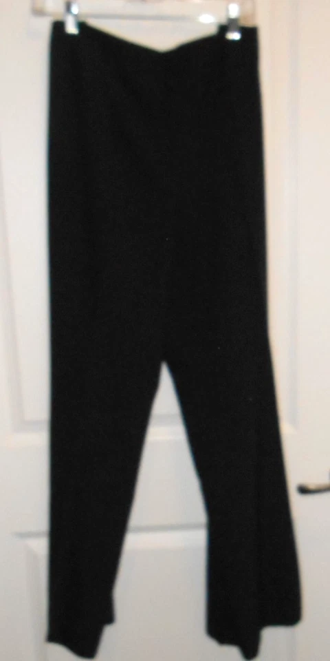 Mujer Pantalón Traje Negro Fino Pin Rayas, Forrado, 1 Botón Evan Picone Talla 16 Foto 2 de 3