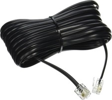 25' FT FOOT BLACK PHONE TELEPHONE EXTENSION CORD CABLE LINE WIRE WITH Black