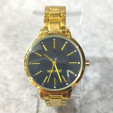 Nine West Women's Quartz Analog Gold Tone Bracelet Watch Black Dial Seconds