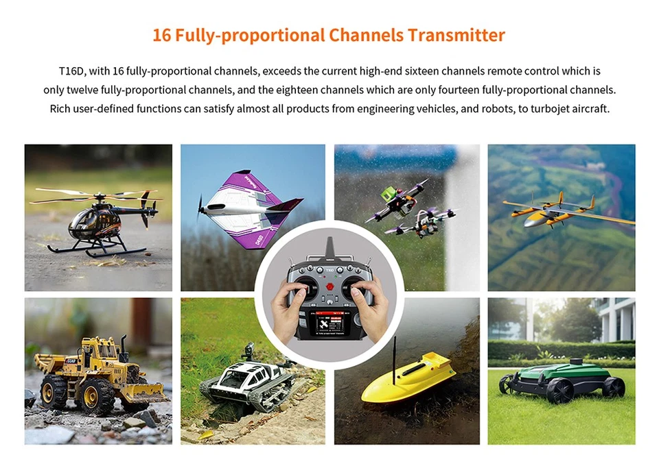 RadioLink T16D 16CH RC Transmitter 2.4G R16F Receiver for RC Car Boat Drone - Image 3 of 4
