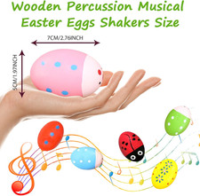 6 Pack Wooden Percussion Musical Easter Eggs Shakers - Colorful Hand-Painted ...