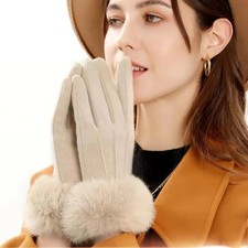 New Fashion Gloves Autumn Winter Cute Furry Warm Mitts Full Finger Mittens Women