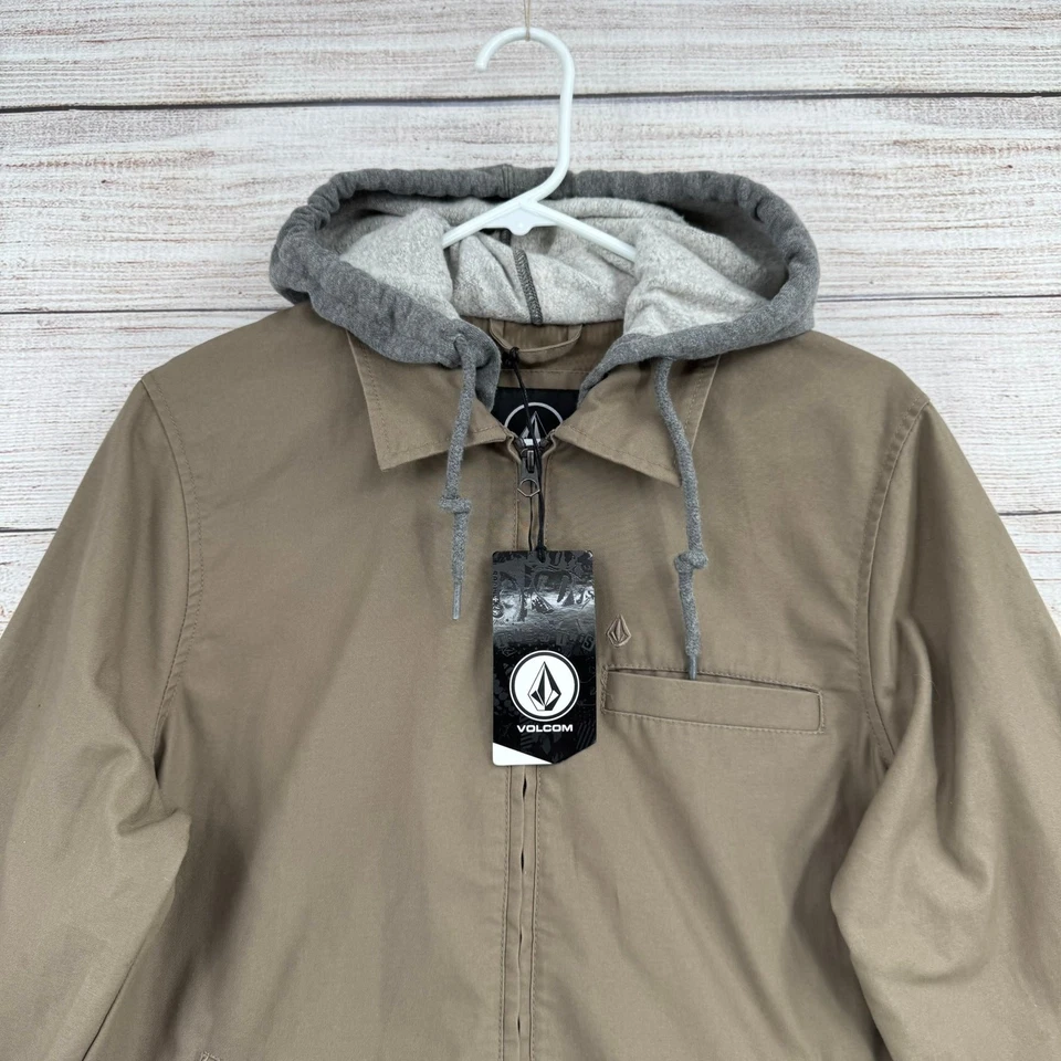 Volcom Warren Full Zip Hooded Jacket Mens Small Brown Gray NEW - Image 3 of 4