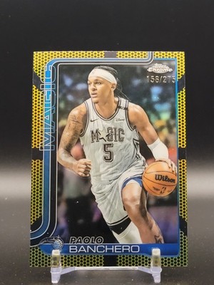 2025-26 Topps Chrome #140 Paolo Banchero Yellow Basketball Refractor Magic /275
