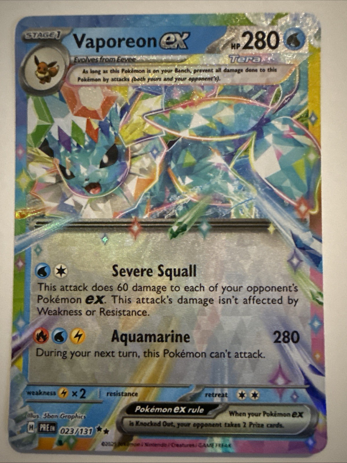 Pokémon TCG Vaporeon EX Double Rare Holo Card 23/131 Prismatic Evolutions
