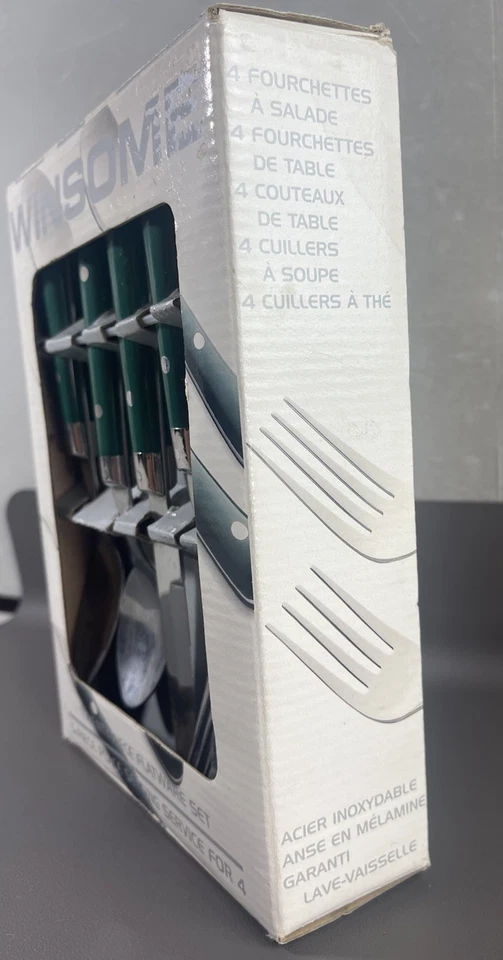 Винтажные охотничьи зеленые столовые приборы из нержавеющей стали 20 шт. Winsome Colours - Изображение 4 из 4