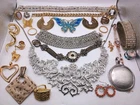 Vintage Gold And Silver Toned Costume Jewelry Necklaces, Rings, Earrings Lot #2
