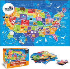 Jumbo Floor Puzzle for Kids,Usa Map Puzzle Jigsaw Geography Puzzles,70 Piece US