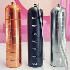 Metal Moisture Proof Weekly Pill Organizer Stackable 7 Compartment Pill Box