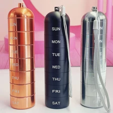 Metal Moisture Proof Weekly Pill Organizer Stackable 7 Compartment Pill Box