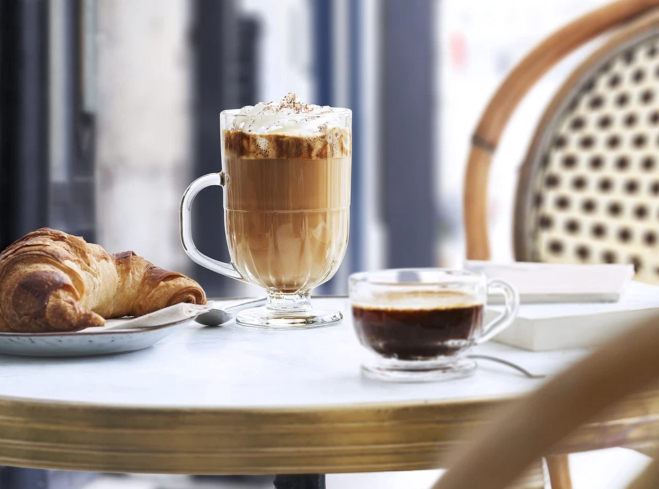 Juego de 4 tazas de café La Rochere Flore - vidrio prensado francés Art Deco Glasswa... Foto 2 de 4