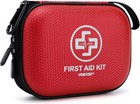 Mini First Aid Kit 150 Piece Small Waterproof Hard Shell Medical Red