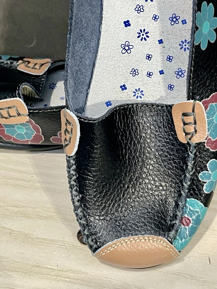 Zapatos Mocasines MayBest Wm 42 (US 11) Cuero Floral Control Remoto Suelas Comodidad Foto 3 de 4