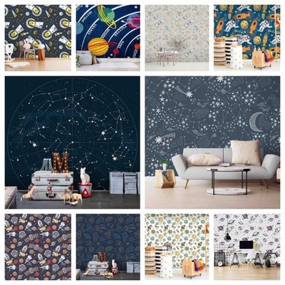 3D Planet Rocket Pattern Self-adhesive Wallpaper Removable Wallpaper Wall Mural