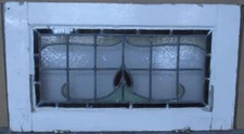 OLD ENGLISH LEADED STAINED GLASS WINDOW TRANSOM PRETTY ABSTRACT 32" x 18"