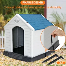 Large Dog House Indoor Outdoor w/Air Vents Durable Plastic Dog House Shelter