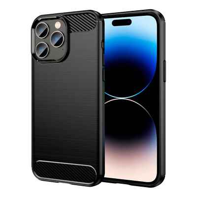 Handy Hülle für Apple iPhone 14 Pro Cover Dünn Schutzhülle Carbon Alu Design