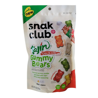 Snak Club Tajin Gummy Bears Chili & Lime Mild Candy (2 Bags 4 oz. or 1 lg bag)