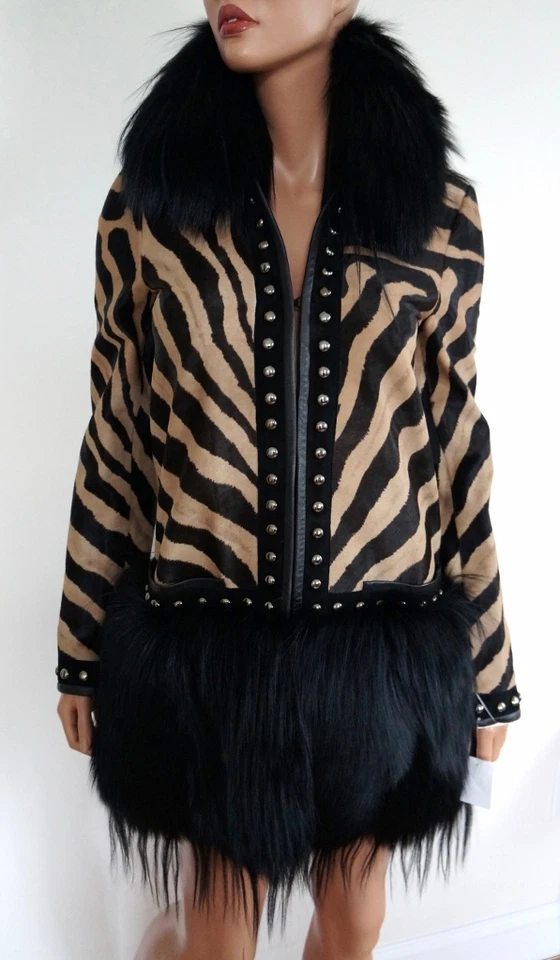 $21750 Auténtico Abrigo EMILIO PUCCI Estampado Animal Pelo de becerro CABRA Y ZORRO 38 US-2/4 Foto 2 de 4