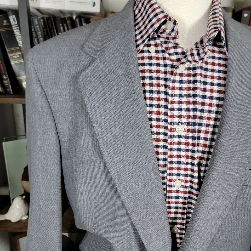 Abrigo Blazer De Colección Wimbledon Raqueta Club Para Hombre Deportivo Dos Botones Gris Sólido 44R Foto 4 de 4