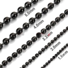 7"-40" 1.5-12mm Black Stainless Steel Bead Ball Chain Necklace Men Women Jewelry