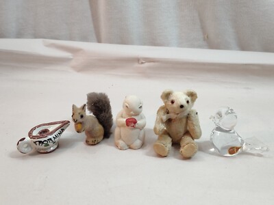 Lot of 5 W Germany Squirrel-Japan Mohair Bear-Granna Bird-Taormina Lamp-Squirrel