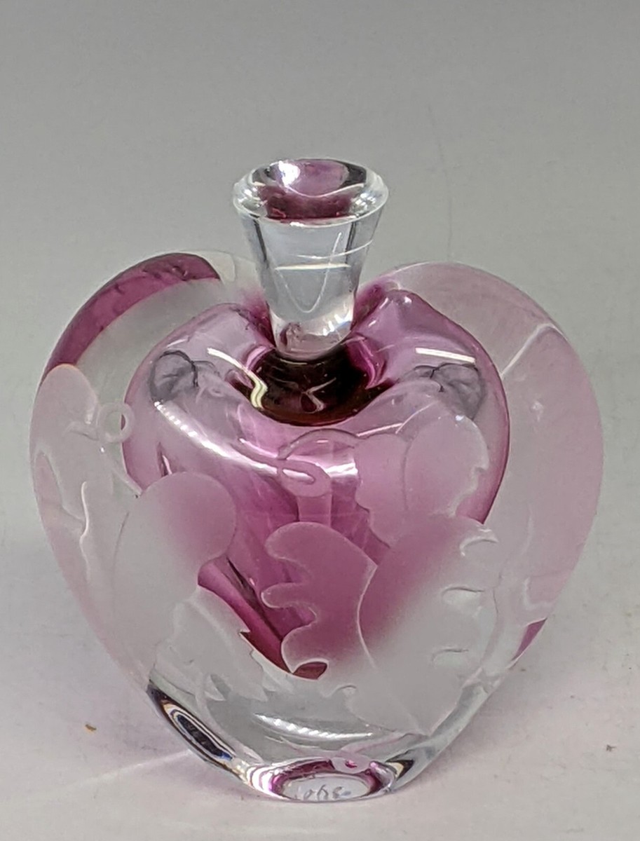 Etched Parrot Heart shape Perfume Bottle Phyllis Polito Zellique