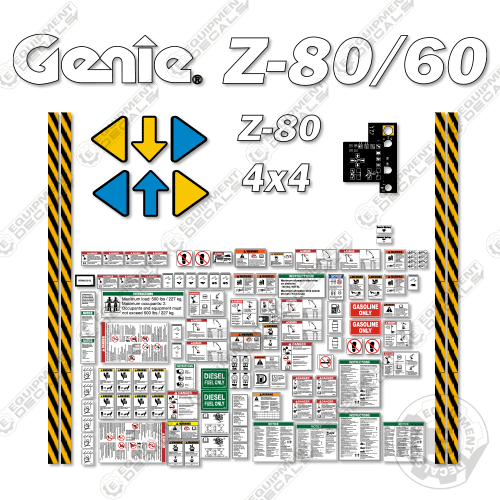 Fits Genie Z-80/60 Decal Kit Articulated Boom Lift - Z8003-101 to