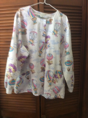 Women's Simply Basic Scrub Top Long Sleeves Snap Front Size 2 XL Preowned - Picture 2 of 6