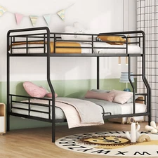Full XL Over Queen Metal Bunk Bed Heavy Duty Bed Frames Kids Bedroom Furniture