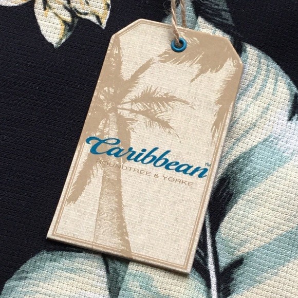 NWT CARIBBEAN Dillard's Woven Tropical Hawaiian Floral Shirt Size