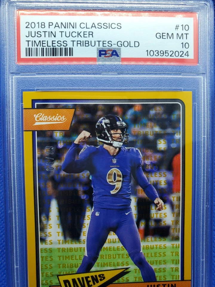 2018 Panini Classics JUSTIN TUCKER PSA 10 Gold card #/99 BALTIMORE RAVENS - Image 2 of 4