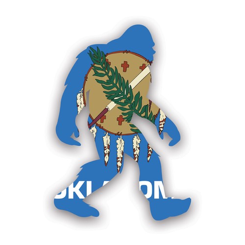 Oklahoma Bigfoot Sticker Decal Weatherproof ok big foot sasquatch