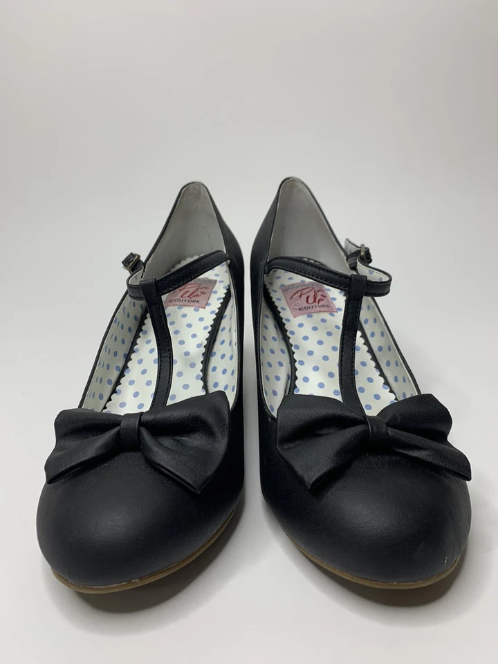 Zapatos de salón para mujer Pin Up Couture Wiggle negros con tiras •Talla 10 *USADOS EN EXCELENTE ESTADO Foto 3 de 4