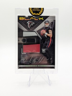 Desmond Ridder 2022 Panini Black RC 3-Color Patch Auto SP /75 #205 Falcons