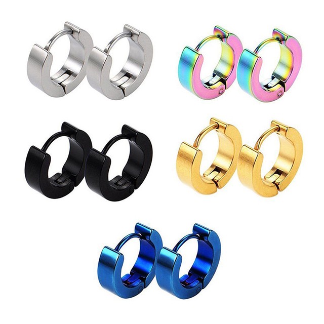 Multi Color Hoop Earrings Stainless Steel Women Men Unisex Small