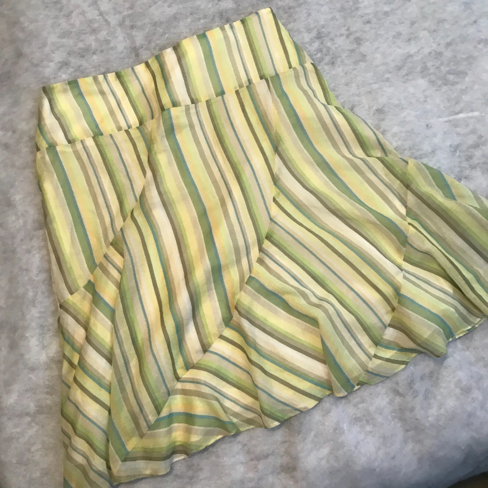 Aqua 裙子中号绿色多色荷叶边小号透明棉波西米亚美国 — 第 3/4 张图片