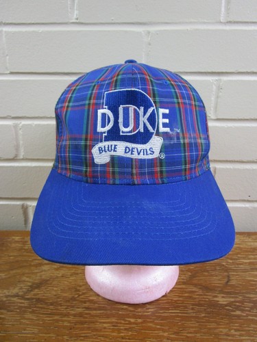Duke University Blue Devils Vintage Snapback Hat Cap Plaid Script NCAA Colorful