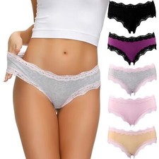 Women  s Underwear Soft Breathable Cotton Brief Ladies Panties 5-Pack Multicol...