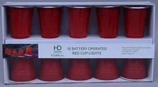 HD Design Outdoors 10 Battery Operated Red Cup Lights 72 in Lighted Length NIB