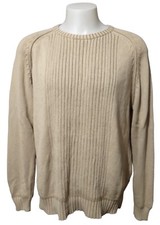 Columbia Pullover Knit Sweater Mens Size XL Crew Neck Ribbed Long Sleeve Beige