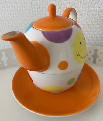 Teekanne for one Mila design, Handbemalte Teekanne mit Tasse und Untertasse