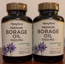 2X Bottles of Borage Oil 1000mg 120 Softgels Concentrated GLA