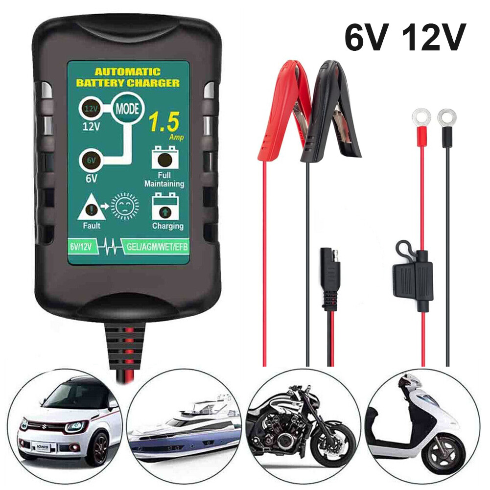 2-Pack 12V 1.2A Smart Battery Charger Maintainer - For Car, Motorcycle, Lawn Mower, AGM/Gel Batteries