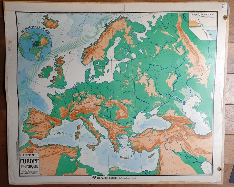Carte Scolaire  HATIER-Vidal Lablache Cartonnée - EUROPE - 122x102 cm - Photo 2/2
