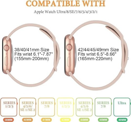 Bracelet silicone pour Apple Watch Series SE 1 2 3 4 5 6 7 Sport 38/40/42/44m - Photo 4 sur 4