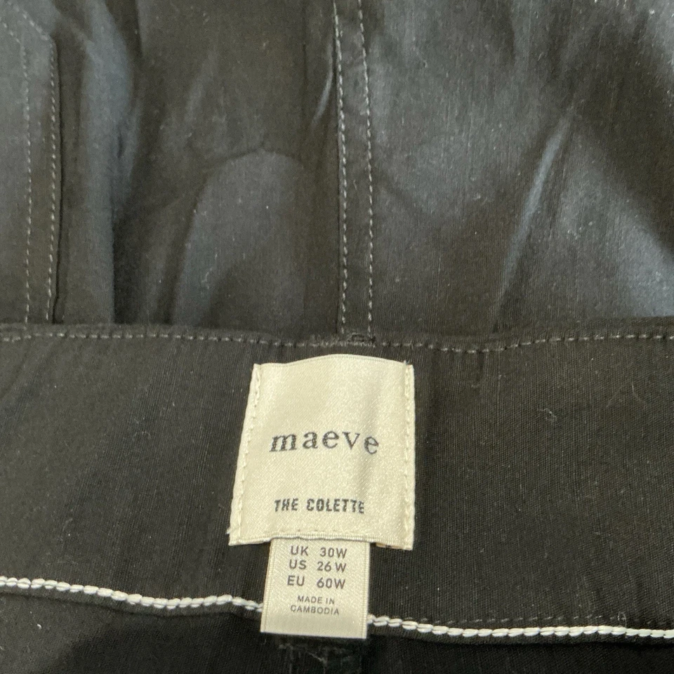 Maeve Anthropologie Colette Pants Womens 26W Black Linen Wide Leg Crop Lagenlook - Image 4 of 4