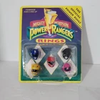 Vintage 1993 Mighty Morphin Power Rangers MMPR Helmet Rings Set of 5 ~ Brand New