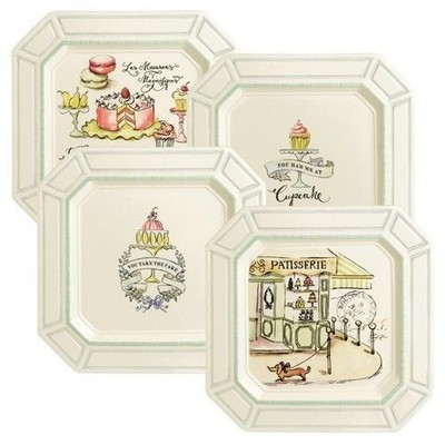 GRASSLANDS ROAD TRENDY FRENCH STYLE DESSERT PLATES/SET OF 4